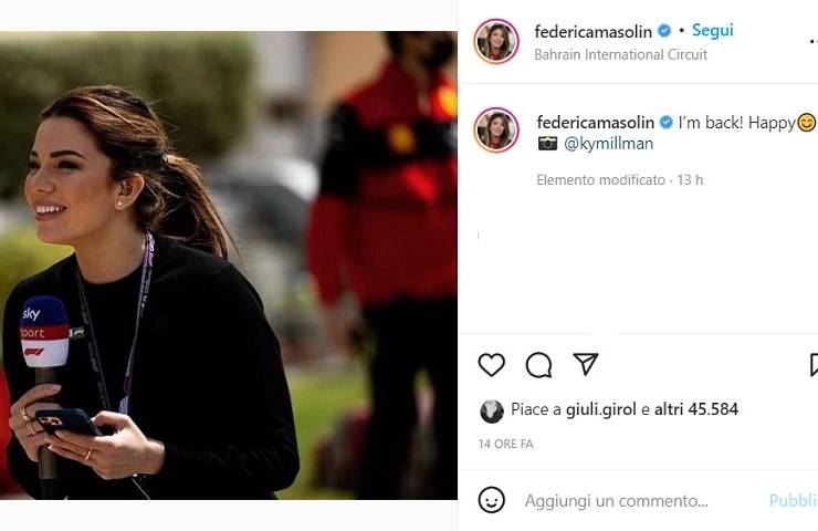 "Sono tornata", Federica Masolin è sempre la regina della F1
