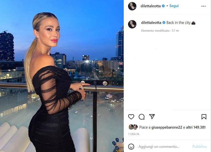 Diletta Leotta, abito nero trasparente: Milano ai suoi piedi