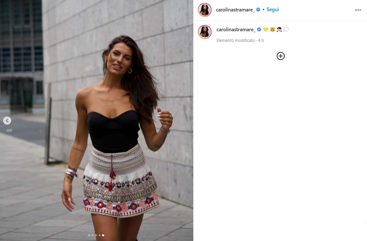 Carolina Stramare su Instagram con la minigonna