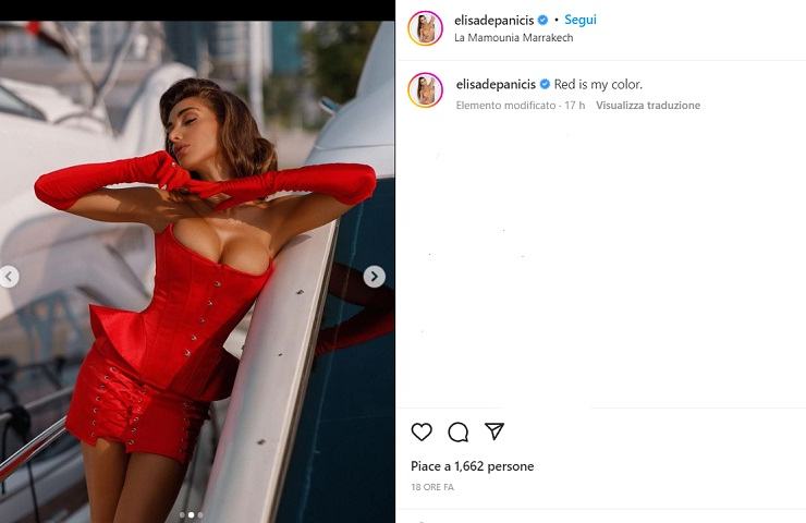 Elisa De Panicis, l'abito rosso fiammante non contiene niente - FOTO