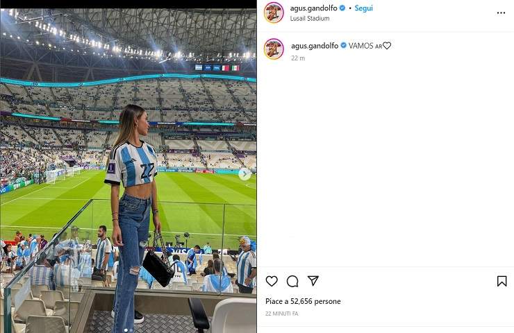 Agustina Gandolfo incendia il Mondiale, tifosa super per l'Argentina