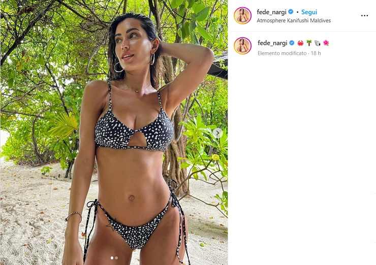 Federica Nargi infiamma le Maldive: in costume conquista ancora Instagram 