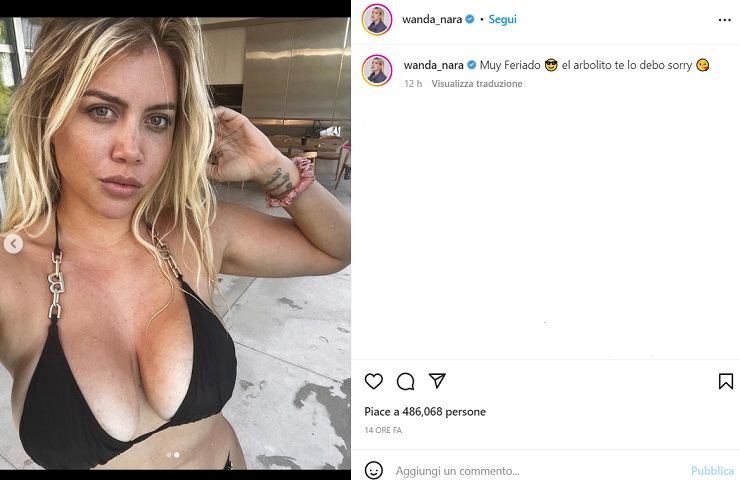 Wanda Nara, un bikini da capogiro: buca lo schermo