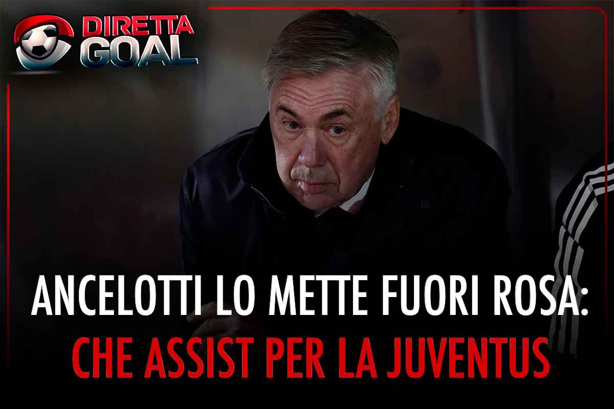 Ancelotti lo mette fuori rosa: che assist per la Juventus