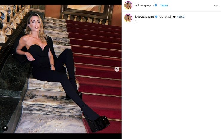 Ludovica Pagani conquista Instagram tutta in nero: sulle scale è uno spettacolo