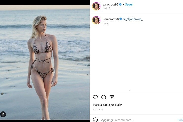 Sara Croce, statuaria in bikini leopardato: micidiale
