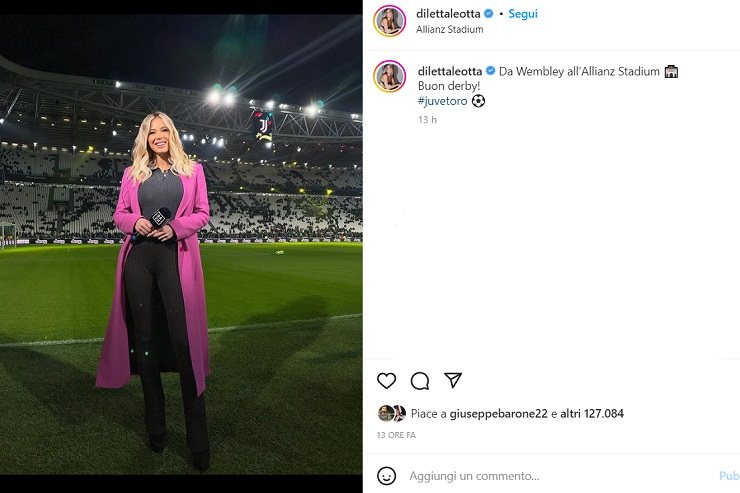 Diletta Leotta accende il derby di Torino, aderenze spettacolari